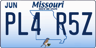 MO license plate PL4R5Z
