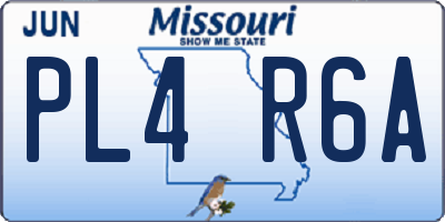 MO license plate PL4R6A