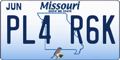 MO license plate PL4R6K