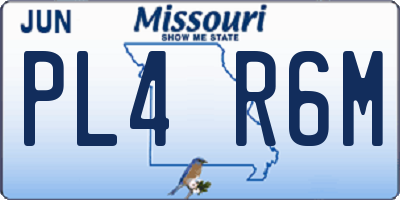 MO license plate PL4R6M