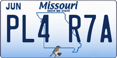 MO license plate PL4R7A