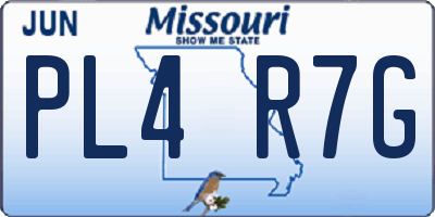 MO license plate PL4R7G
