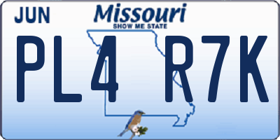MO license plate PL4R7K