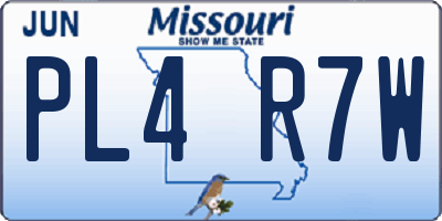 MO license plate PL4R7W