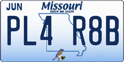 MO license plate PL4R8B