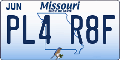MO license plate PL4R8F