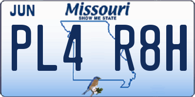 MO license plate PL4R8H