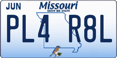 MO license plate PL4R8L