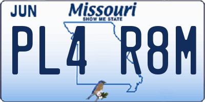 MO license plate PL4R8M
