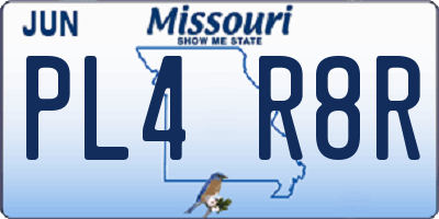 MO license plate PL4R8R