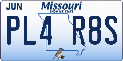 MO license plate PL4R8S