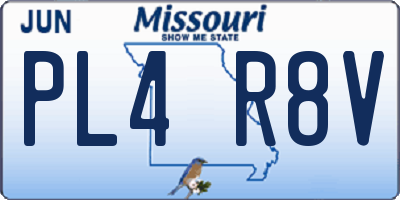MO license plate PL4R8V