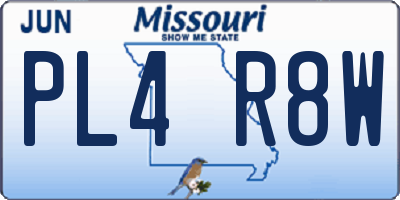 MO license plate PL4R8W