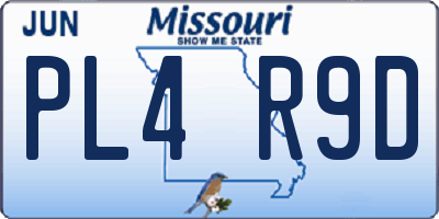 MO license plate PL4R9D