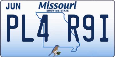 MO license plate PL4R9I