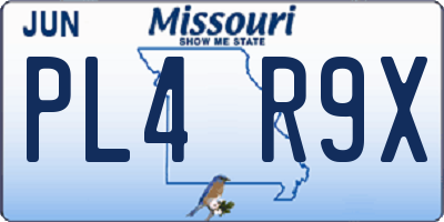 MO license plate PL4R9X