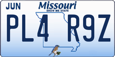 MO license plate PL4R9Z