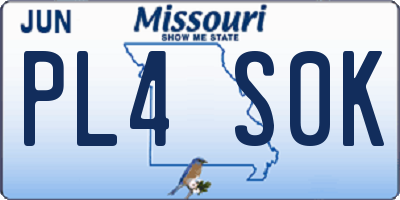 MO license plate PL4S0K