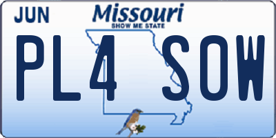 MO license plate PL4S0W