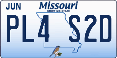 MO license plate PL4S2D