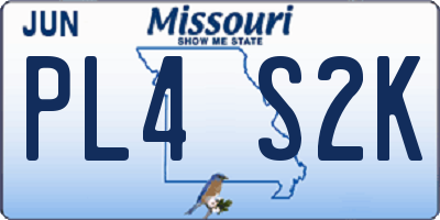 MO license plate PL4S2K