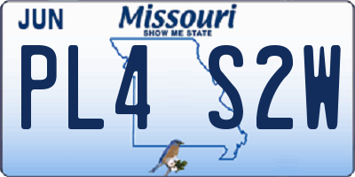 MO license plate PL4S2W