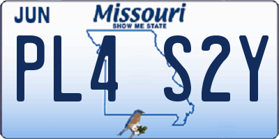 MO license plate PL4S2Y