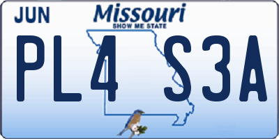 MO license plate PL4S3A