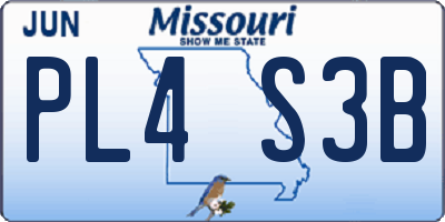 MO license plate PL4S3B