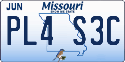MO license plate PL4S3C