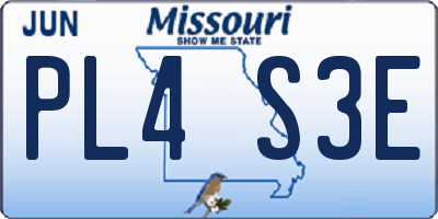 MO license plate PL4S3E