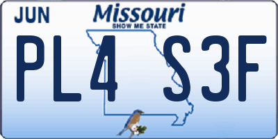 MO license plate PL4S3F