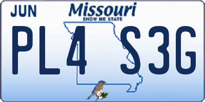 MO license plate PL4S3G