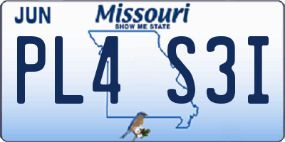 MO license plate PL4S3I