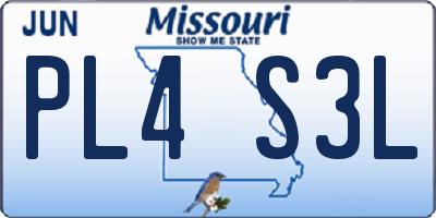 MO license plate PL4S3L