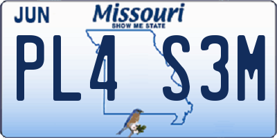 MO license plate PL4S3M