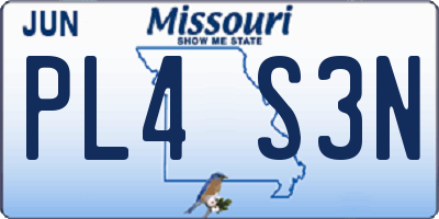 MO license plate PL4S3N