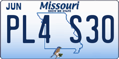 MO license plate PL4S3O