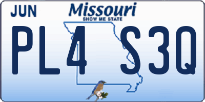 MO license plate PL4S3Q