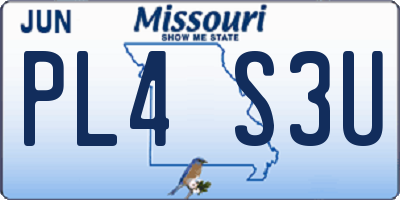 MO license plate PL4S3U