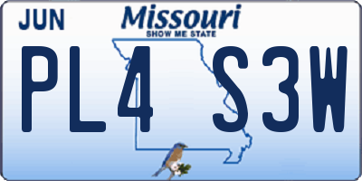 MO license plate PL4S3W