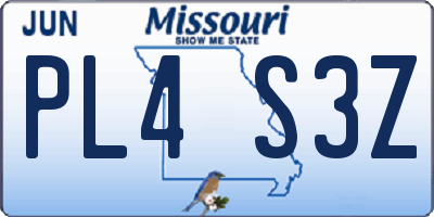 MO license plate PL4S3Z