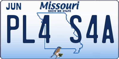 MO license plate PL4S4A