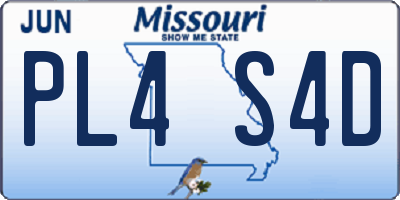MO license plate PL4S4D