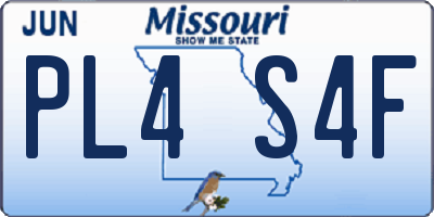 MO license plate PL4S4F
