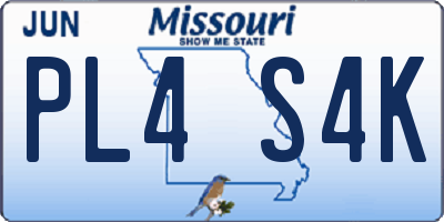 MO license plate PL4S4K