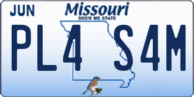 MO license plate PL4S4M