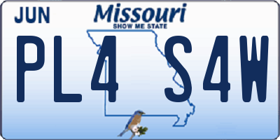 MO license plate PL4S4W