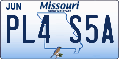 MO license plate PL4S5A