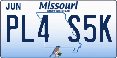 MO license plate PL4S5K